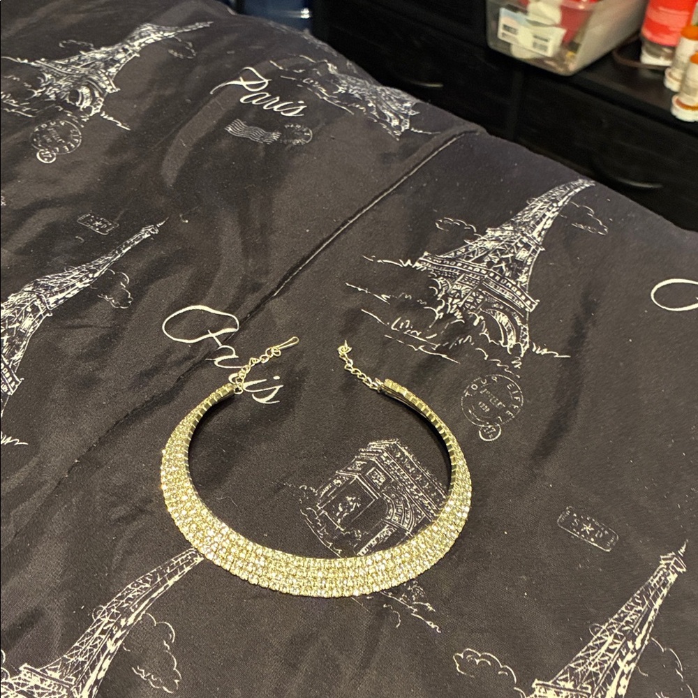 Elegant Gold Crystal Choker Necklace - Women Jewelry